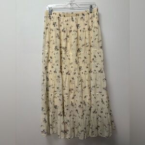 Cream Floral Maxi Skirt
